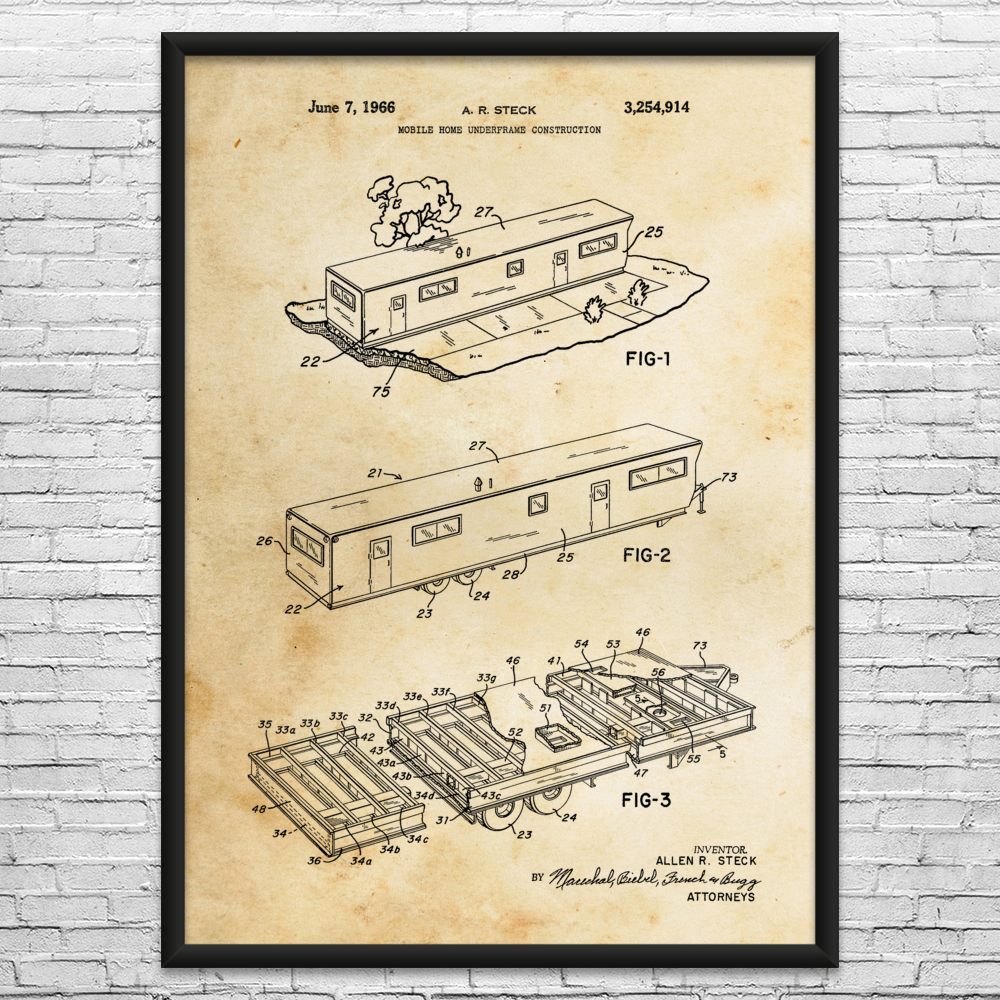 Mobile Home Underframe Patent Wall Art: Mobile Home Decor, Manager Gift