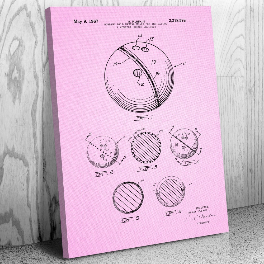 Bowling Ball Patent Canvas Print Gifts For Bowlers Garage Decor Dad Gifts