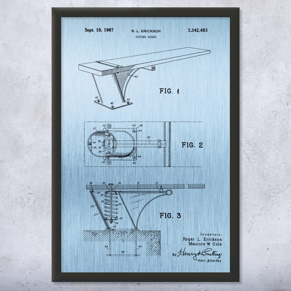 Diving Board Patent Wall Art Poster, Canvas or Framed Swimming Gifts Sports Art - Picture 13 of 15