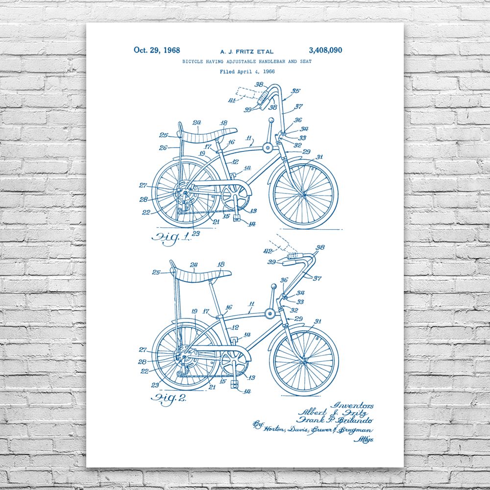 Stingray Bike Patent Poster Print 12 SIZES Cycling Gifts Sports Posters Wall Art