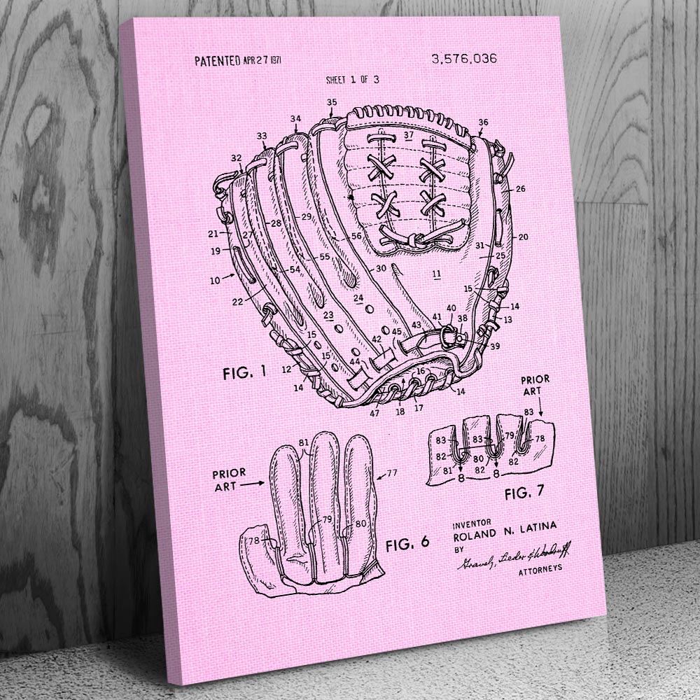 Baseball Glove Patent Canvas Print Baseball Decor Sports Art Baseball Gifts