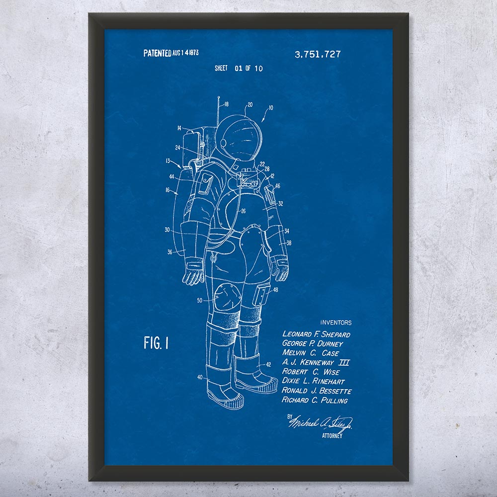 Astronaut Space Suit Patent Wall Art Poster, Canvas or Framed NASA Gift - Picture 11 of 15