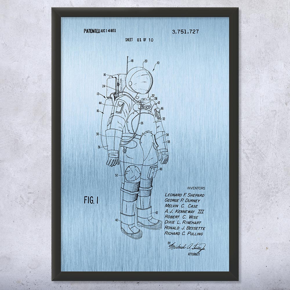 Astronaut Space Suit Patent Wall Art Poster, Canvas or Framed NASA Gift - Picture 13 of 15