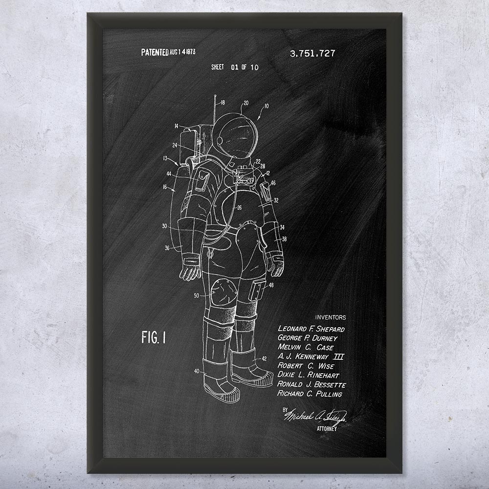 Astronaut Space Suit Patent Wall Art Poster, Canvas or Framed NASA Gift - Picture 10 of 15