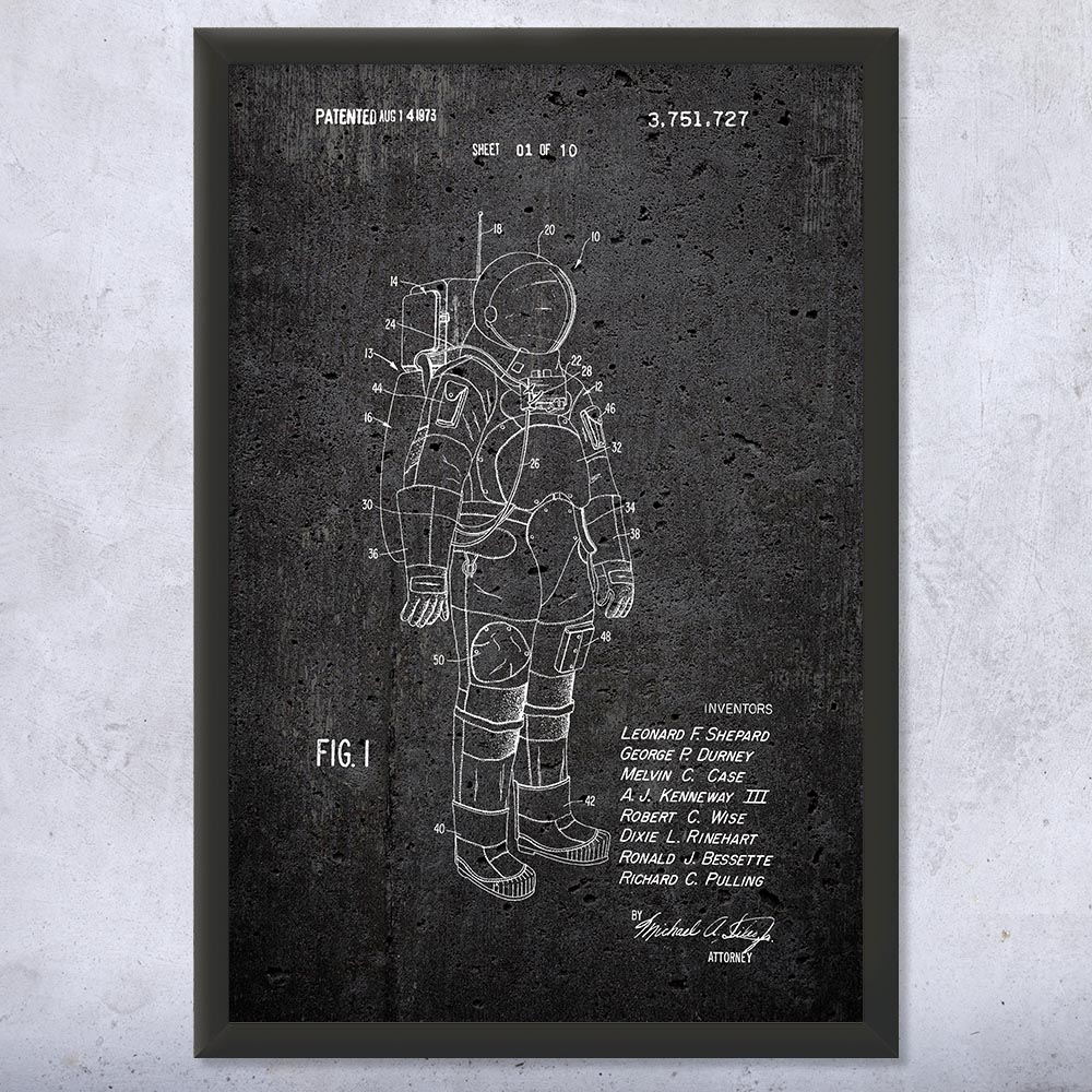 Astronaut Space Suit Patent Wall Art Poster, Canvas or Framed NASA Gift - Picture 12 of 15