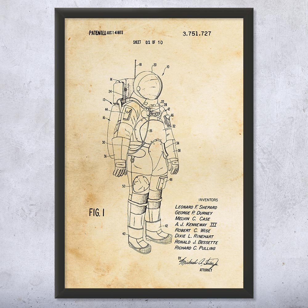 Astronaut Space Suit Patent Wall Art Poster, Canvas or Framed NASA Gift - Picture 8 of 15