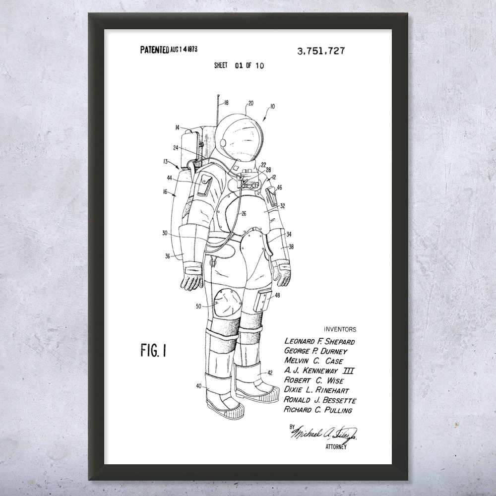 Astronaut Space Suit Patent Wall Art Poster, Canvas or Framed NASA Gift - Picture 14 of 15