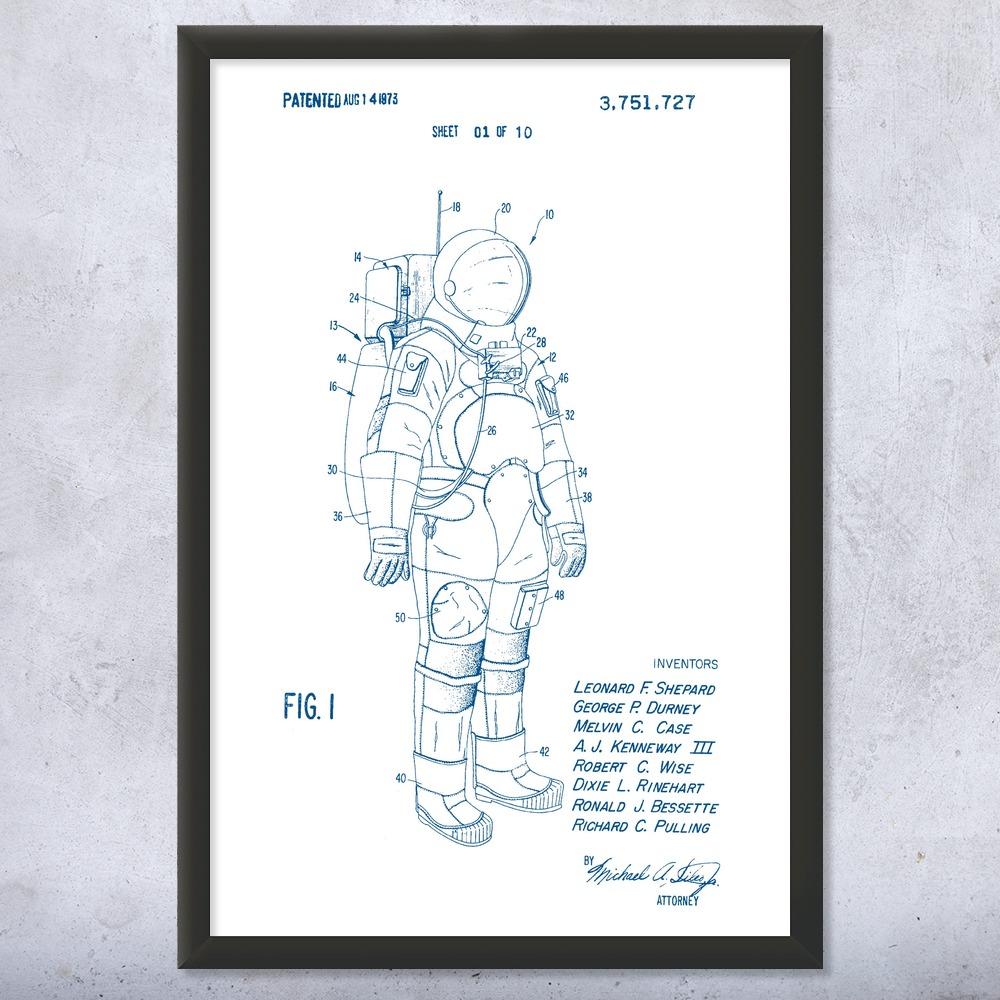 Astronaut Space Suit Patent Wall Art Poster, Canvas or Framed NASA Gift - Picture 15 of 15