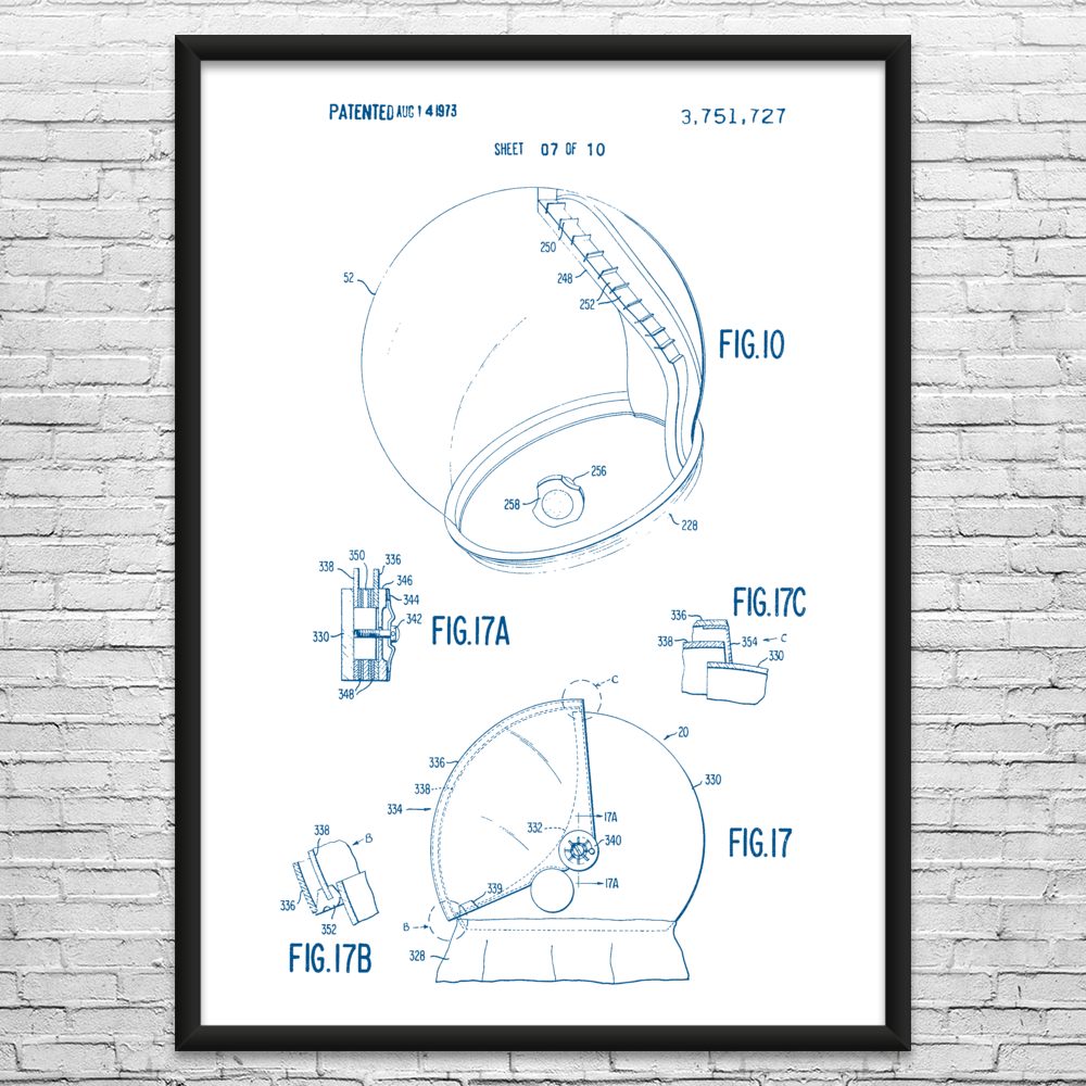 Framed Space Suit Helmet Wall Art Print NASA Gift Space Wall Art Astronaut Gift