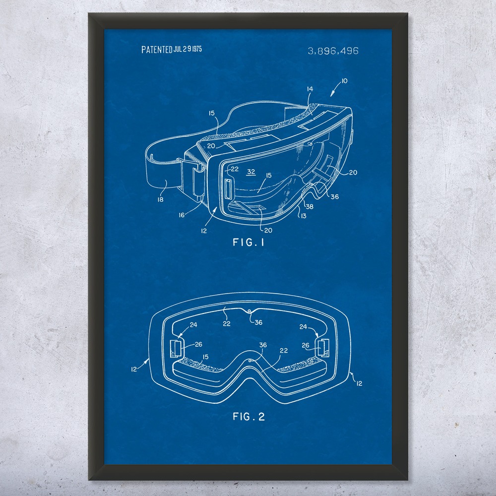 Ski Goggles Patent Wall Art Poster, Canvas or Framed Winter Decor Skiing Gifts - Picture 11 of 15