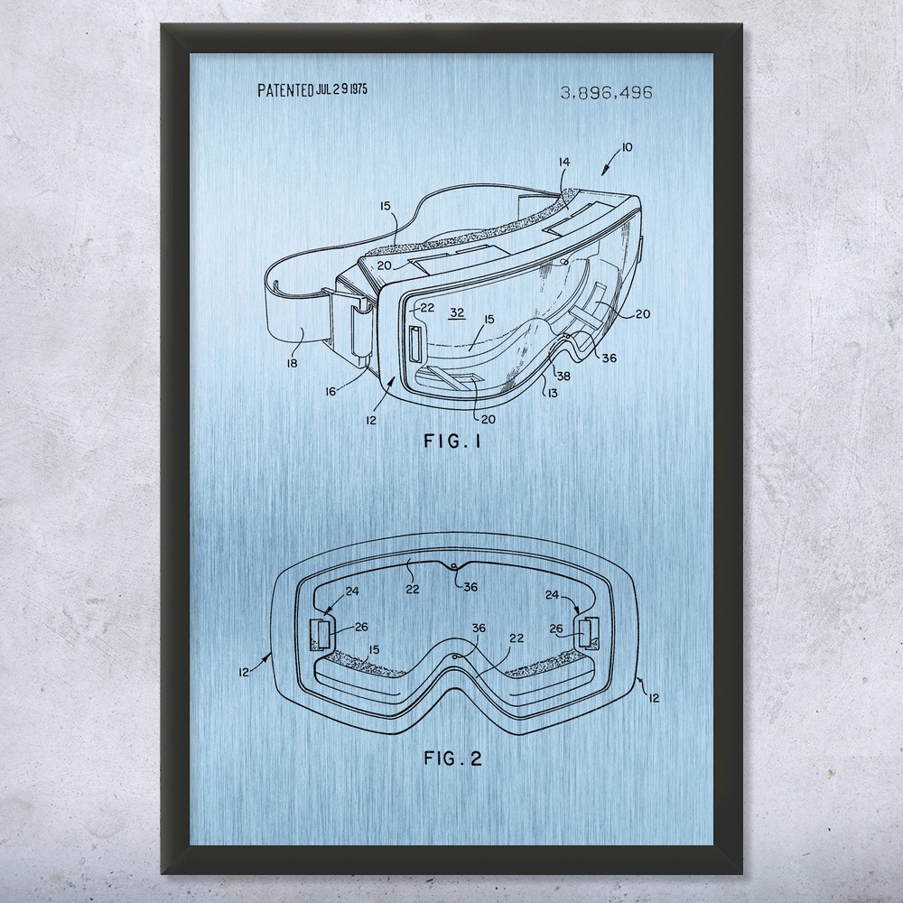 Ski Goggles Patent Wall Art Poster, Canvas or Framed Winter Decor Skiing Gifts - Picture 13 of 15