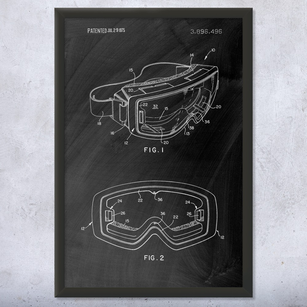 Ski Goggles Patent Wall Art Poster, Canvas or Framed Winter Decor Skiing Gifts - Picture 10 of 15