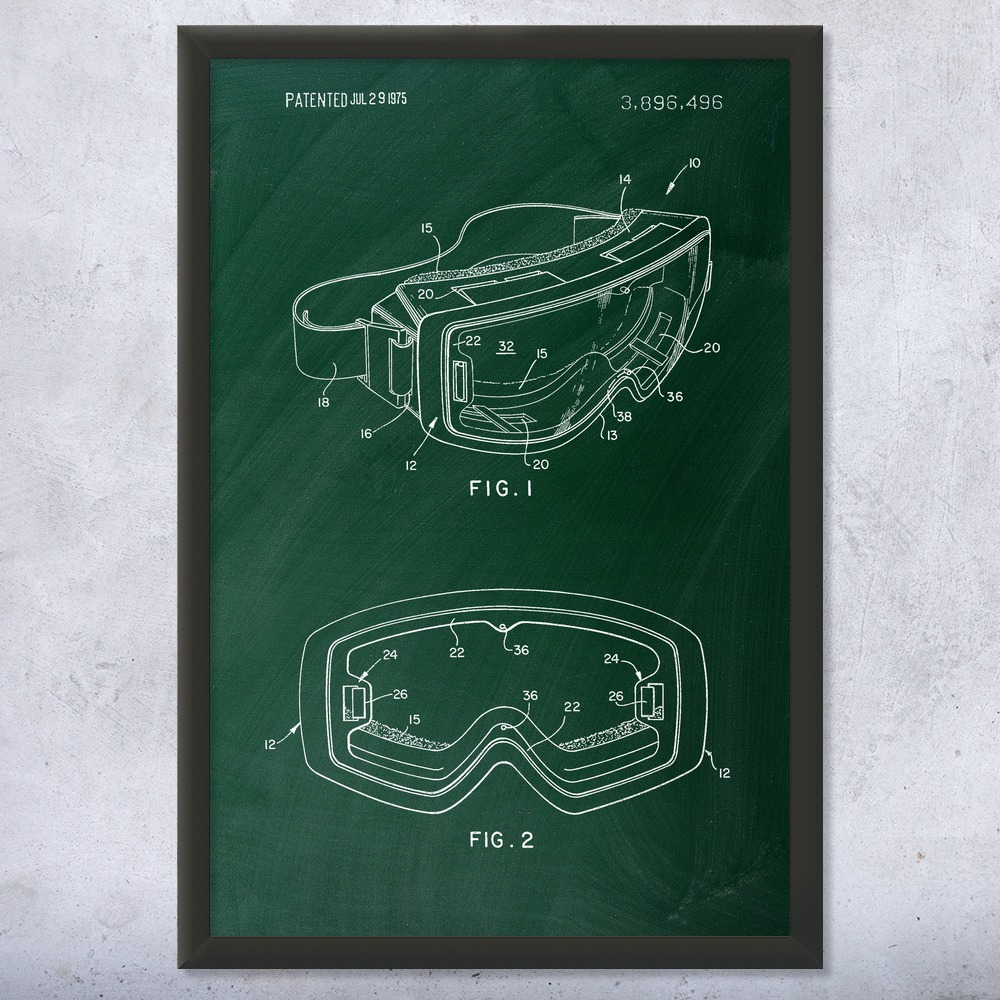 Ski Goggles Patent Wall Art Poster, Canvas or Framed Winter Decor Skiing Gifts - Picture 9 of 15