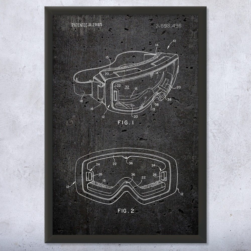 Ski Goggles Patent Wall Art Poster, Canvas or Framed Winter Decor Skiing Gifts - Picture 12 of 15