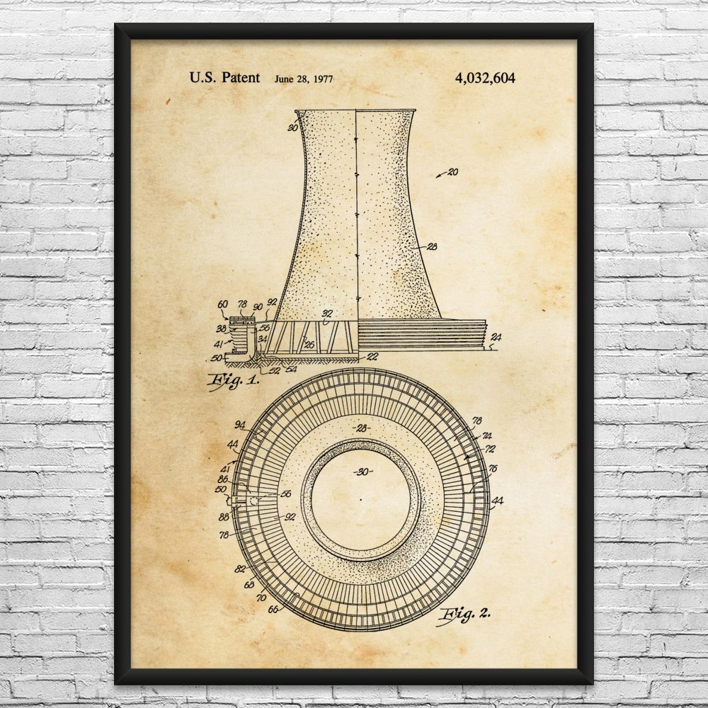 Nuclear Power Plant Cooling Tower Patent Wall Art: Power Technician