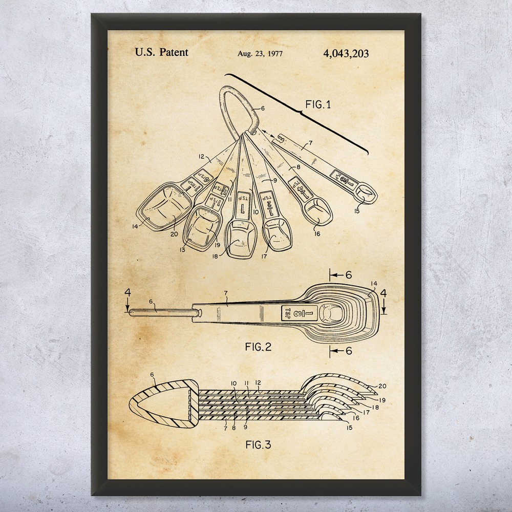 Measuring Spoons Patent Wall Art Poster, Canvas or Framed Restaurant Art - Picture 8 of 15