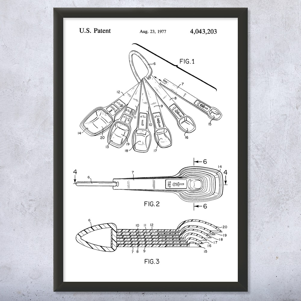 Measuring Spoons Patent Wall Art Poster, Canvas or Framed Restaurant Art - Picture 14 of 15