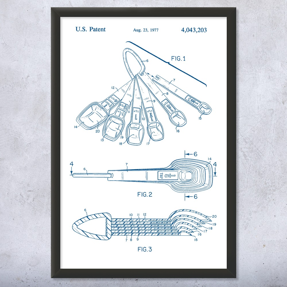 Measuring Spoons Patent Wall Art Poster, Canvas or Framed Restaurant Art - Picture 15 of 15