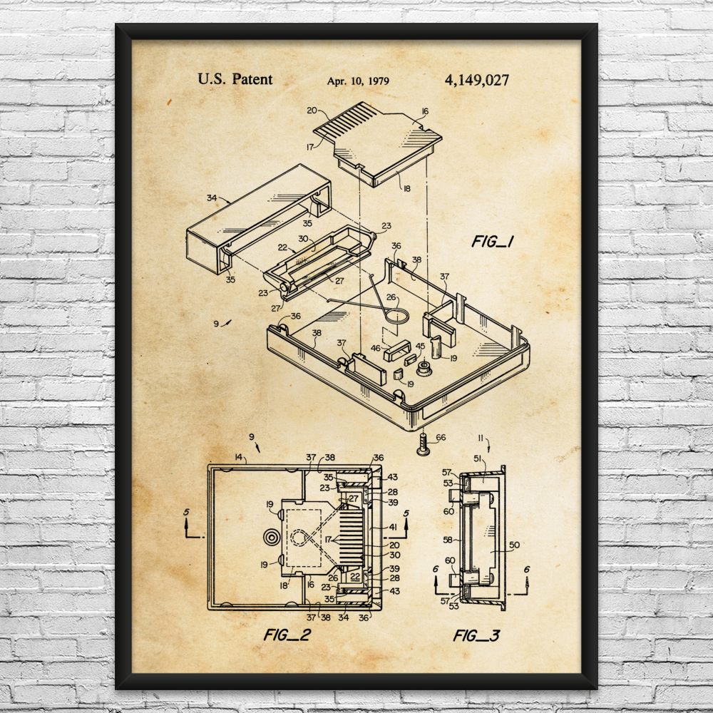 Video Game Cartridge Patent Wall Art: Gamer Gift, Game Store Decor, Blueprint