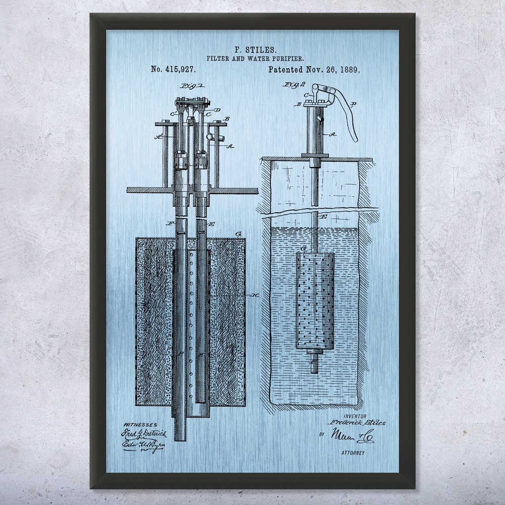 Water Filter Purifier Patent Wall Art Poster, Canvas or Framed Engineer Gifts - Picture 13 of 15