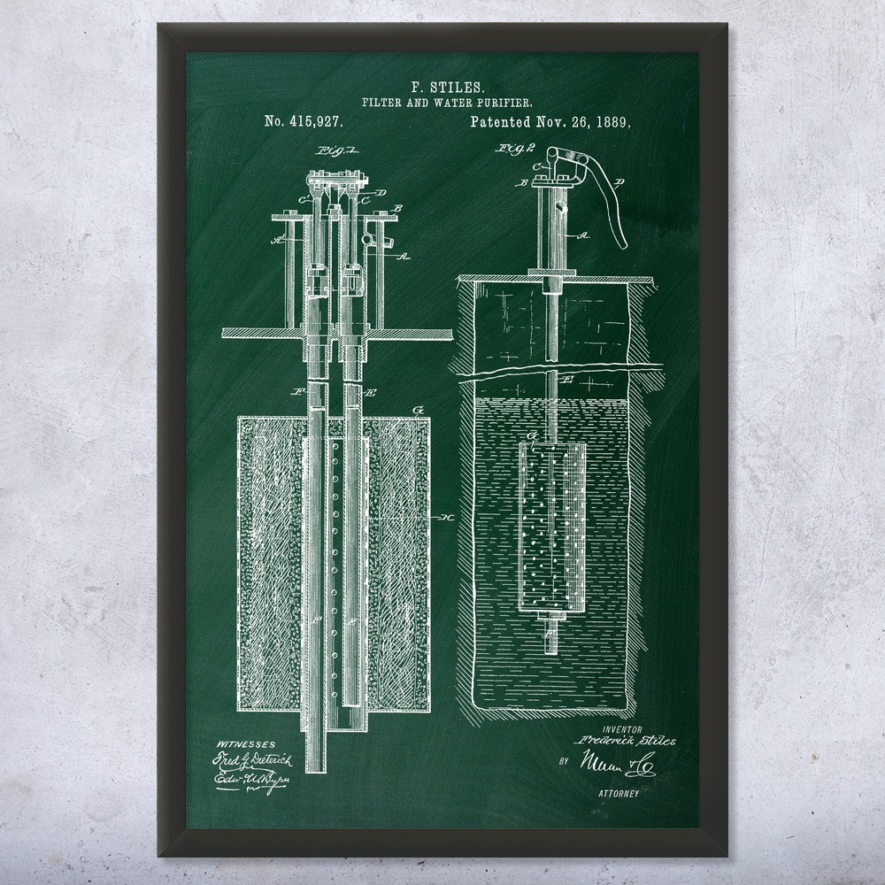Water Filter Purifier Patent Wall Art Poster, Canvas or Framed Engineer Gifts - Picture 9 of 15