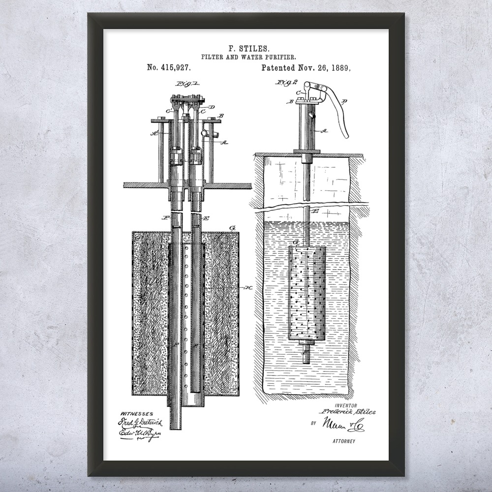 Water Filter Purifier Patent Wall Art Poster, Canvas or Framed Engineer Gifts - Picture 14 of 15