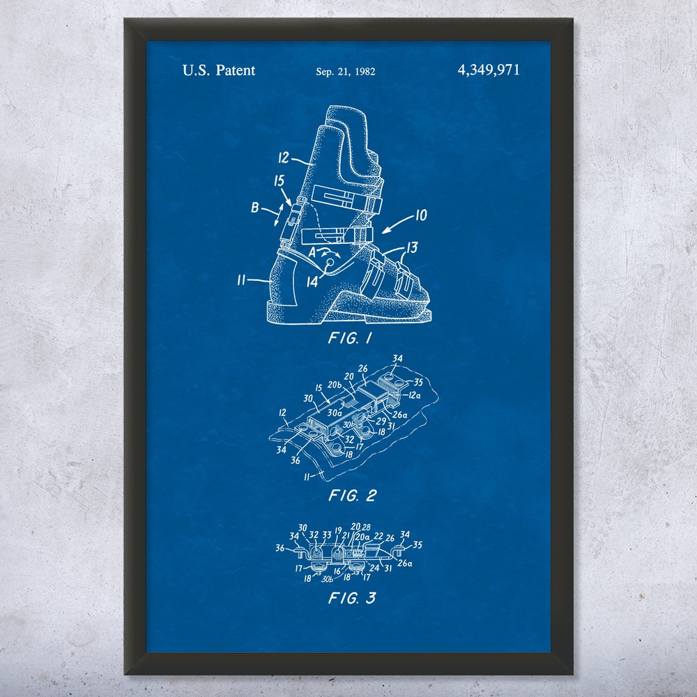 Ski Boots Patent Wall Art Poster, Canvas or Framed Skiing Art Winter Decor - Picture 11 of 15