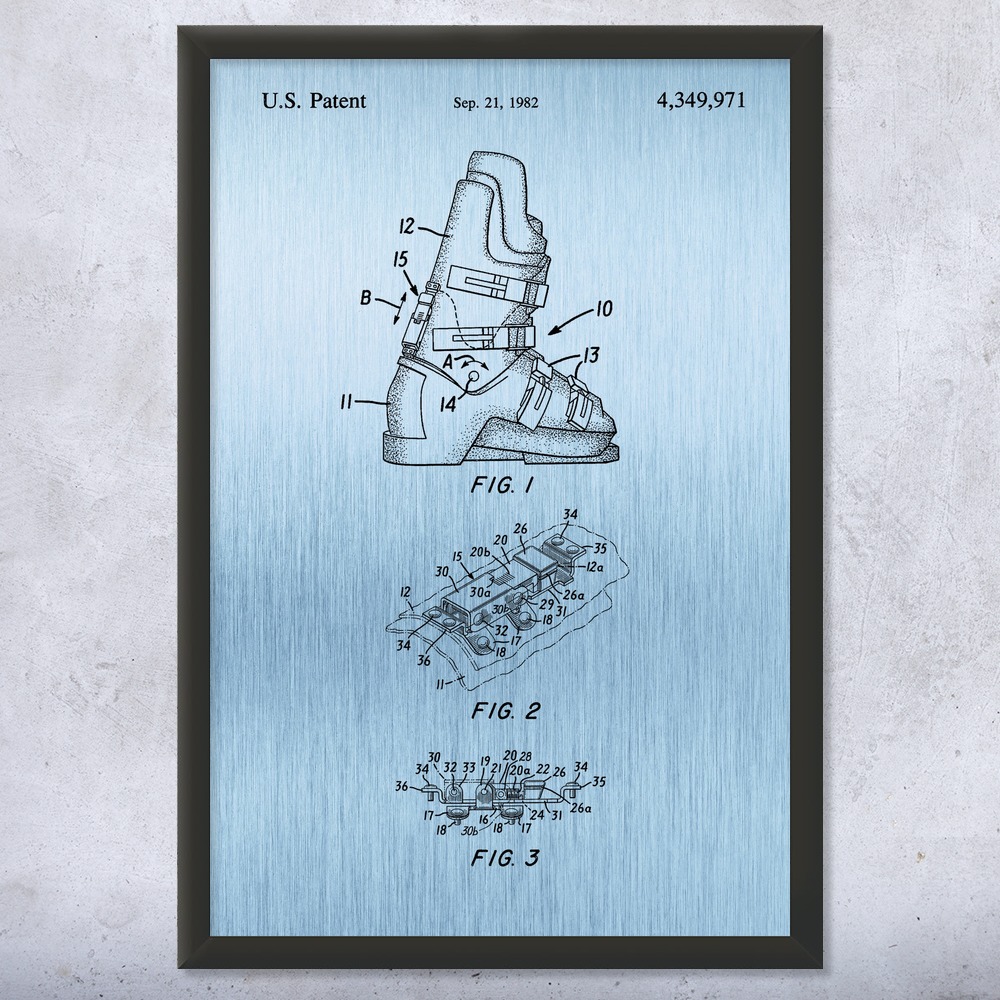 Ski Boots Patent Wall Art Poster, Canvas or Framed Skiing Art Winter Decor - Picture 13 of 15