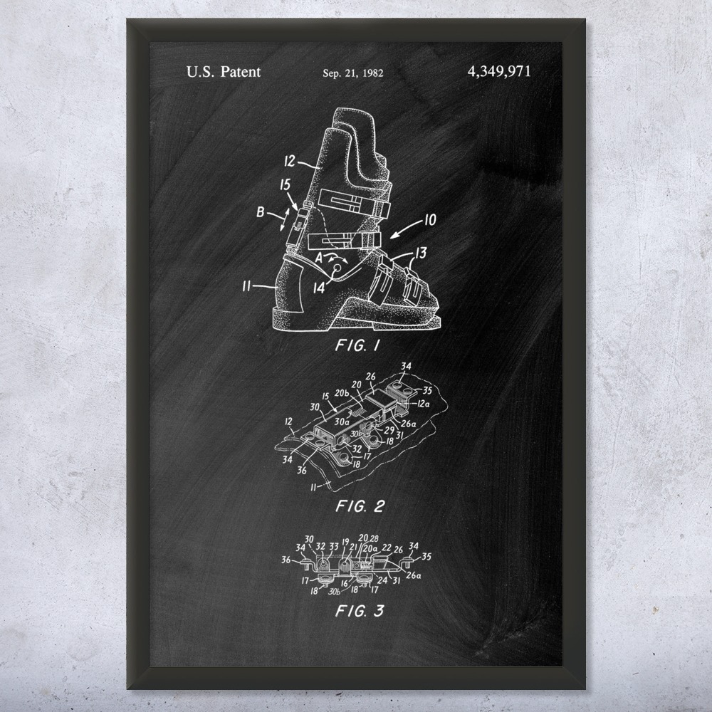 Ski Boots Patent Wall Art Poster, Canvas or Framed Skiing Art Winter Decor - Picture 10 of 15