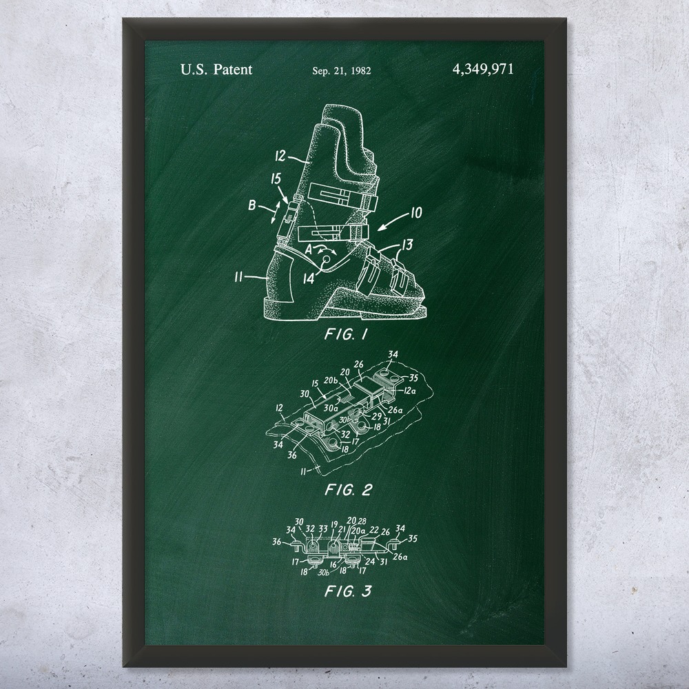 Ski Boots Patent Wall Art Poster, Canvas or Framed Skiing Art Winter Decor - Picture 9 of 15