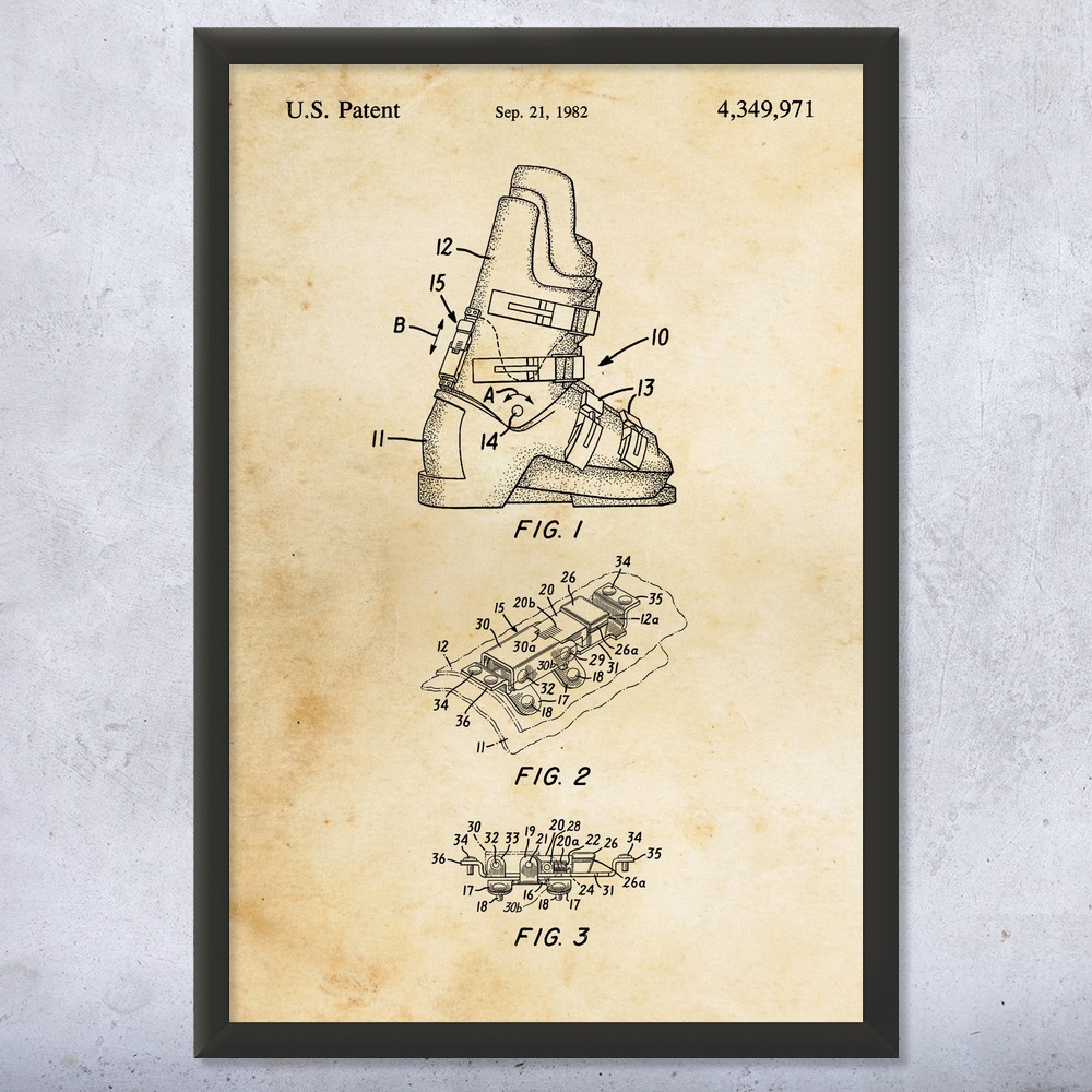 Ski Boots Patent Wall Art Poster, Canvas or Framed Skiing Art Winter Decor - Picture 8 of 15