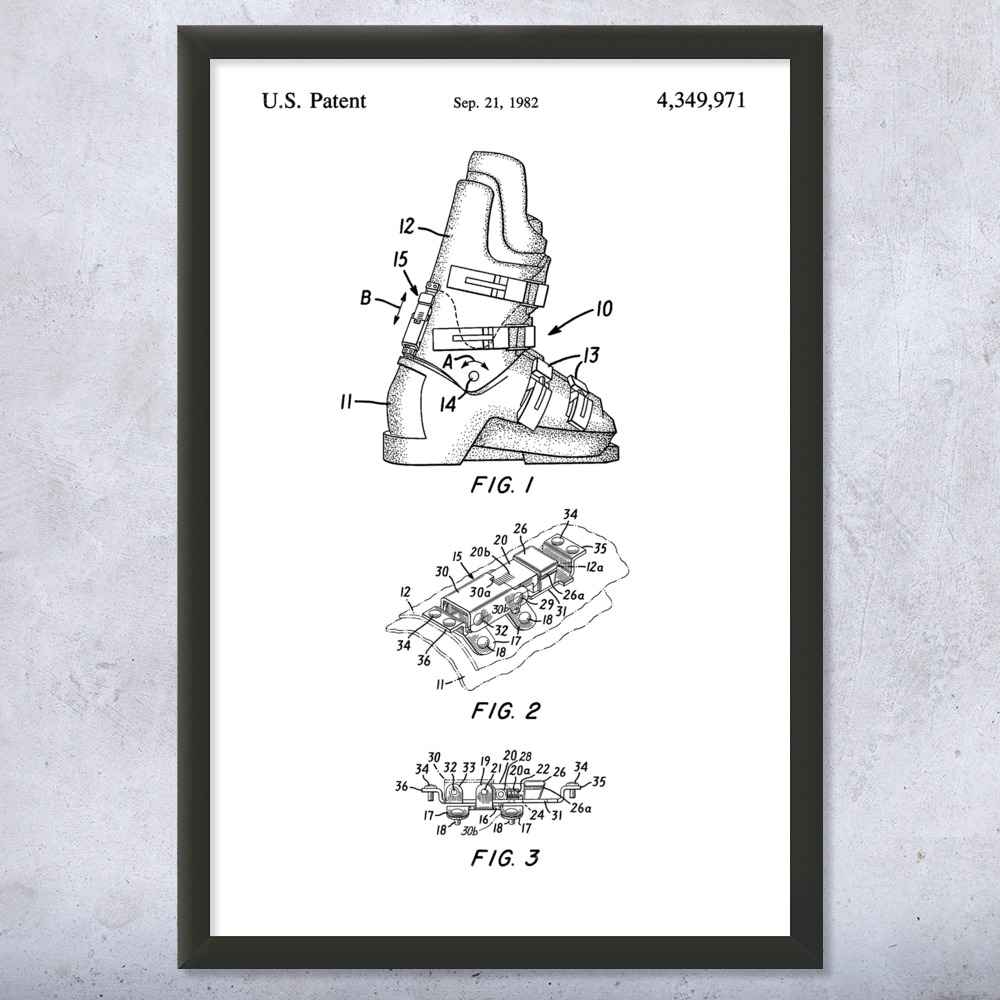 Ski Boots Patent Wall Art Poster, Canvas or Framed Skiing Art Winter Decor - Picture 14 of 15