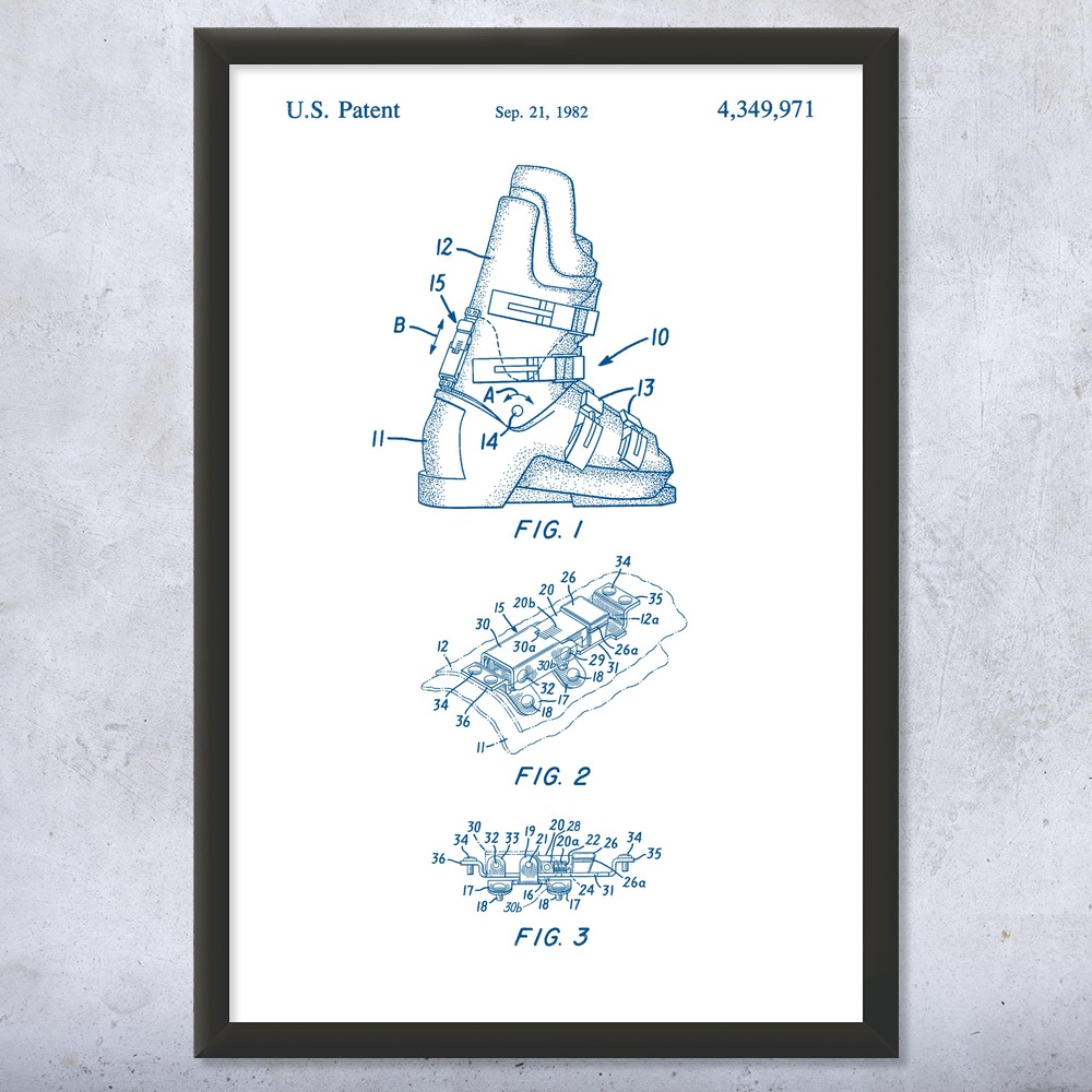Ski Boots Patent Wall Art Poster, Canvas or Framed Skiing Art Winter Decor - Picture 15 of 15