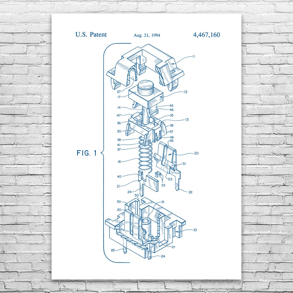 Cherry MX Keyboard Switch Patent Print Computer Lab Art Programmer Gift