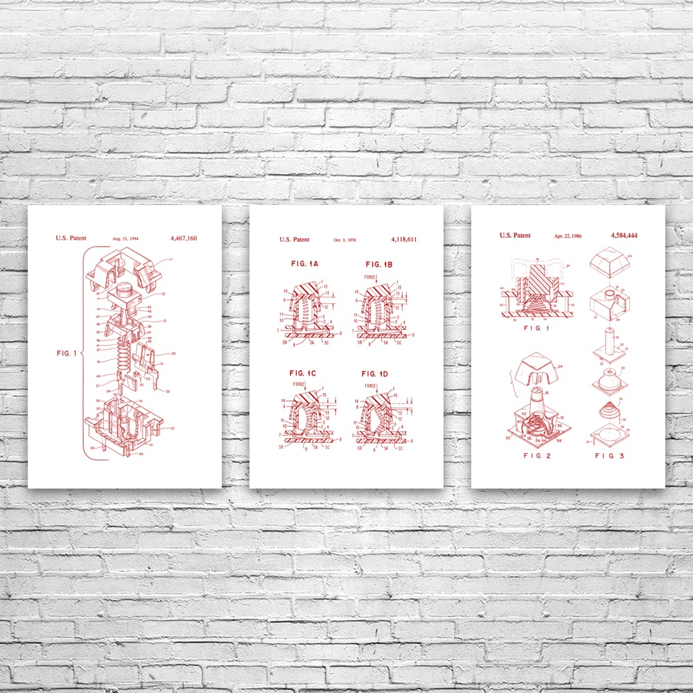 Mechanical Keyboard Posters Set of 3 Computer Lab Art Programmer Gift Wall Art