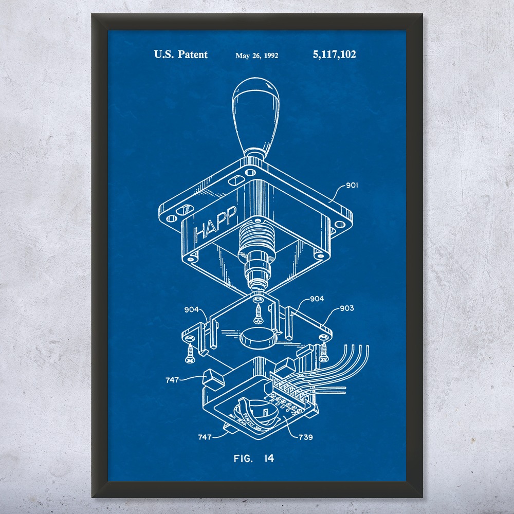 Arcade Joystick Patent Wall Art Poster, Canvas or Framed Video Game Gift - Picture 11 of 15