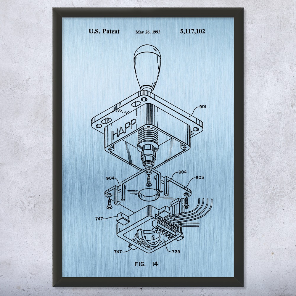 Arcade Joystick Patent Wall Art Poster, Canvas or Framed Video Game Gift - Picture 13 of 15