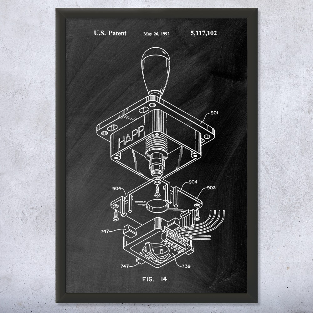 Arcade Joystick Patent Wall Art Poster, Canvas or Framed Video Game Gift - Picture 10 of 15