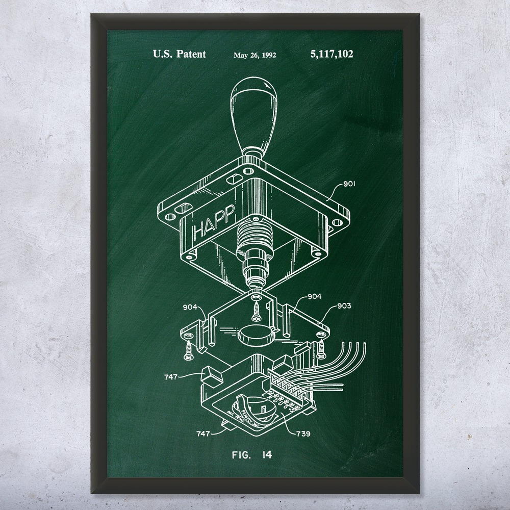 Arcade Joystick Patent Wall Art Poster, Canvas or Framed Video Game Gift - Picture 9 of 15