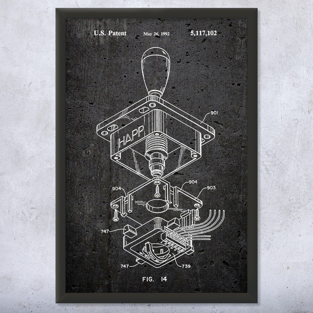 Arcade Joystick Patent Wall Art Poster, Canvas or Framed Video Game Gift - Picture 12 of 15