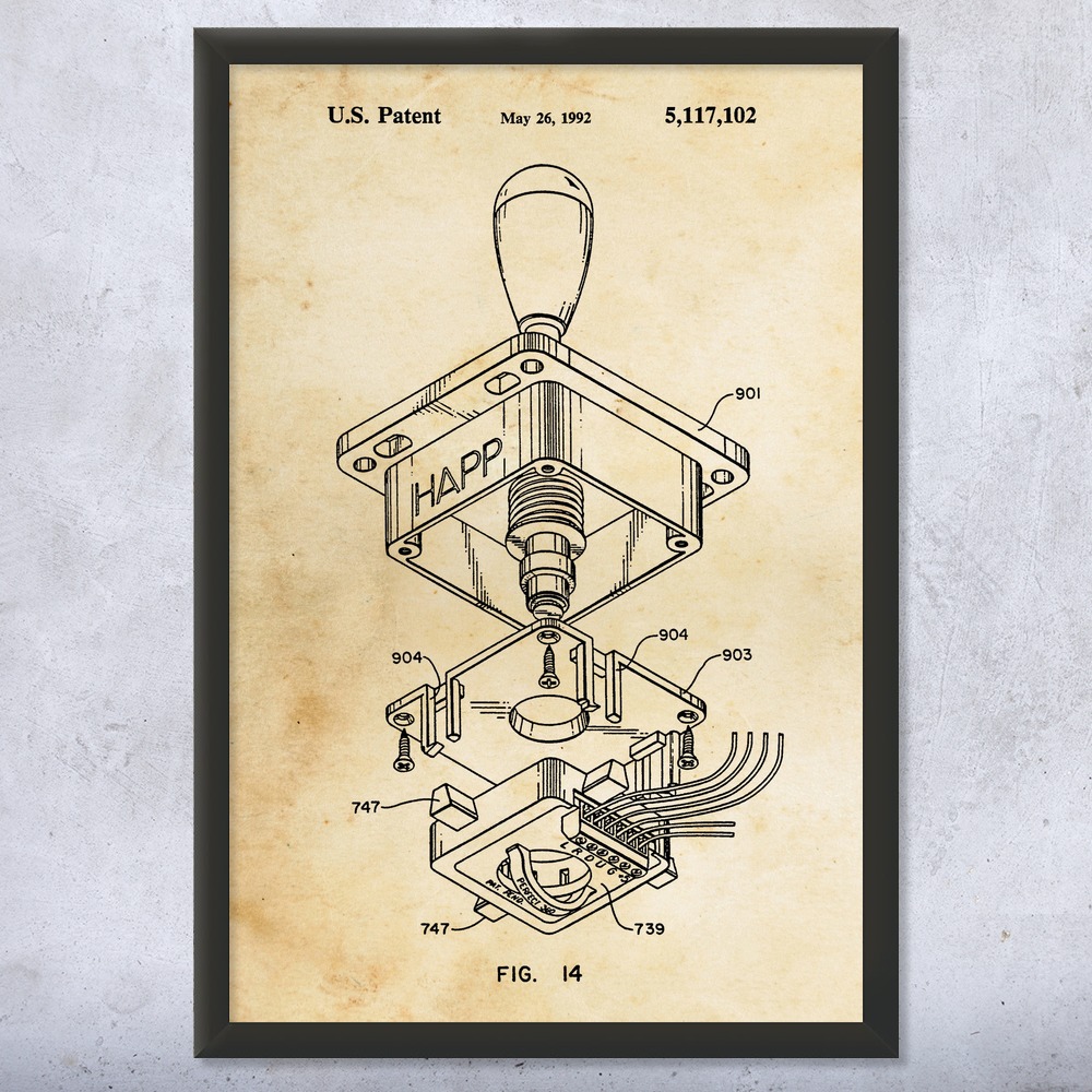 Arcade Joystick Patent Wall Art Poster, Canvas or Framed Video Game Gift - Picture 8 of 15