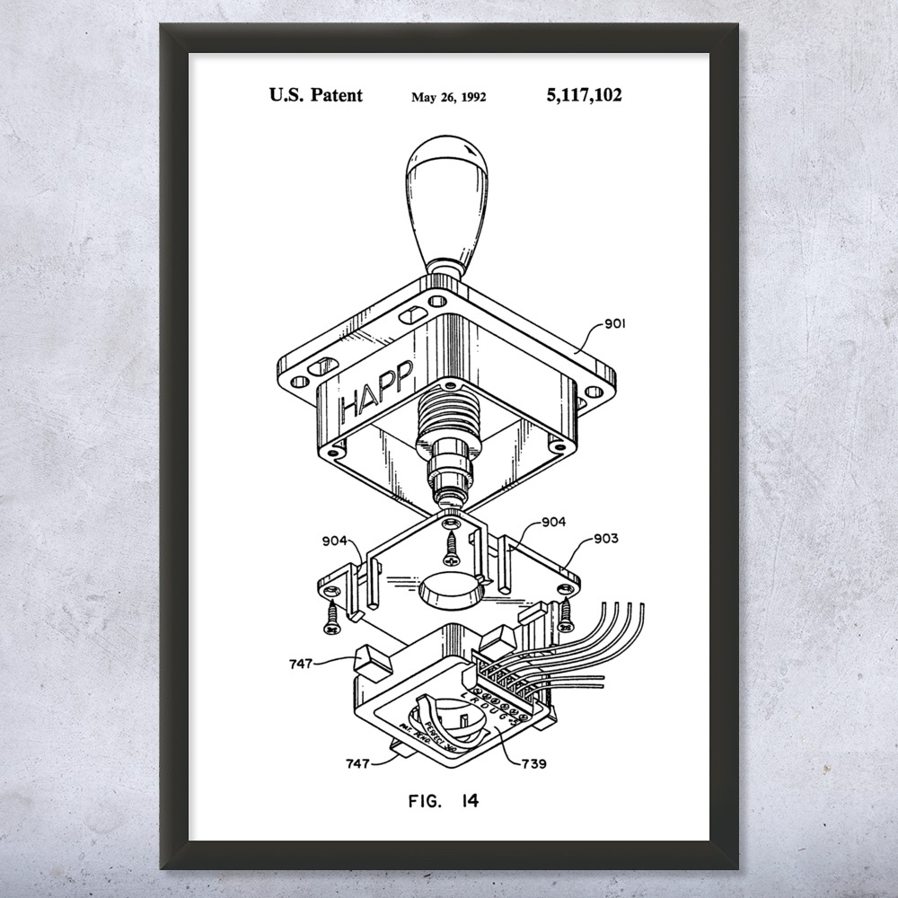Arcade Joystick Patent Wall Art Poster, Canvas or Framed Video Game Gift - Picture 14 of 15