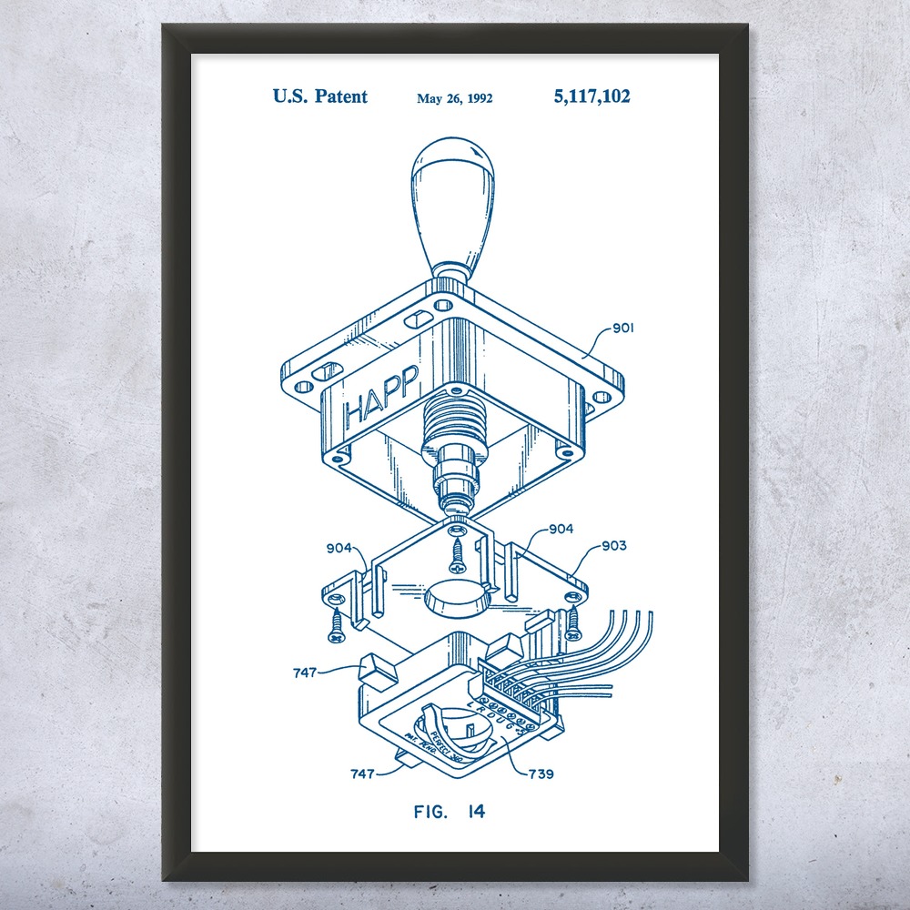 Arcade Joystick Patent Wall Art Poster, Canvas or Framed Video Game Gift - Picture 15 of 15