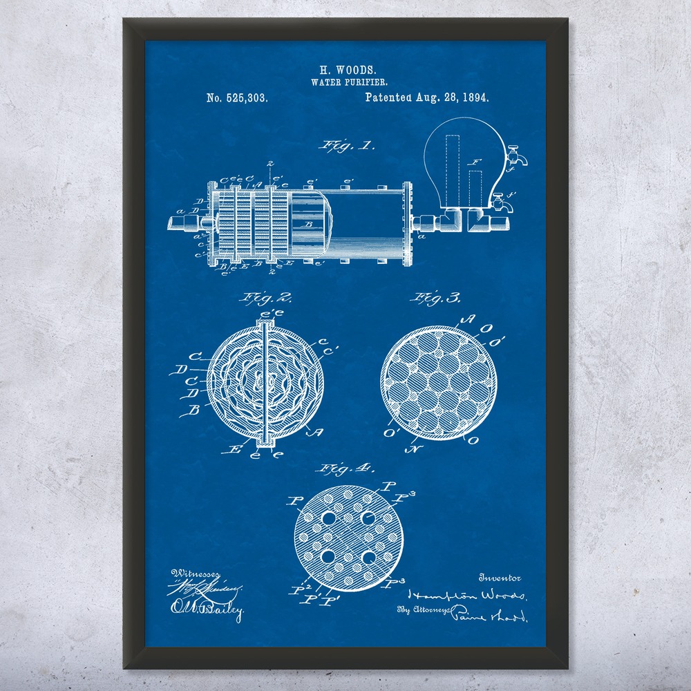 Water Purifier Patent Wall Art Poster, Canvas or Framed Technician Gift - Picture 11 of 15