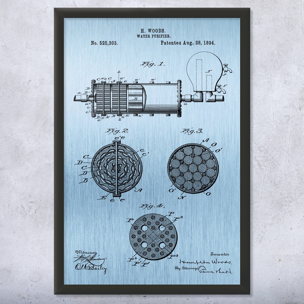 Water Purifier Patent Wall Art Poster, Canvas or Framed Technician Gift - Picture 13 of 15