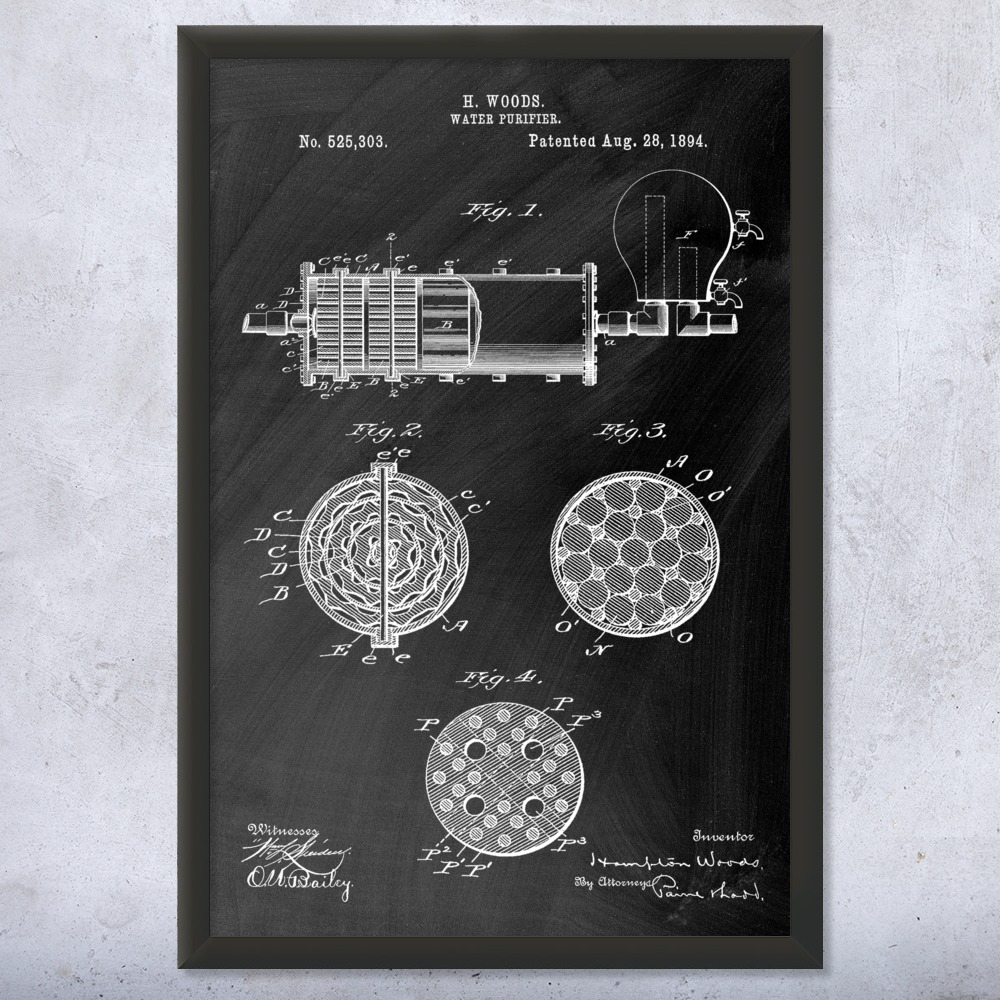 Water Purifier Patent Wall Art Poster, Canvas or Framed Technician Gift - Picture 10 of 15