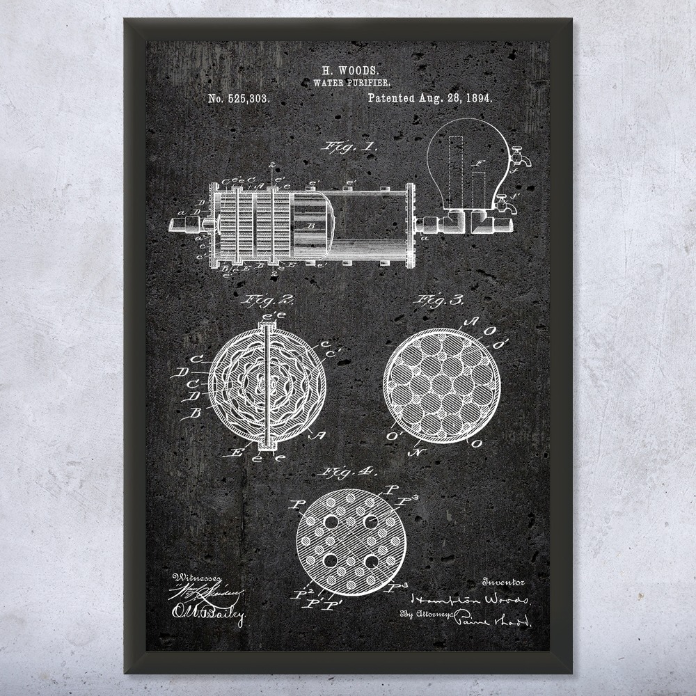 Water Purifier Patent Wall Art Poster, Canvas or Framed Technician Gift - Picture 12 of 15