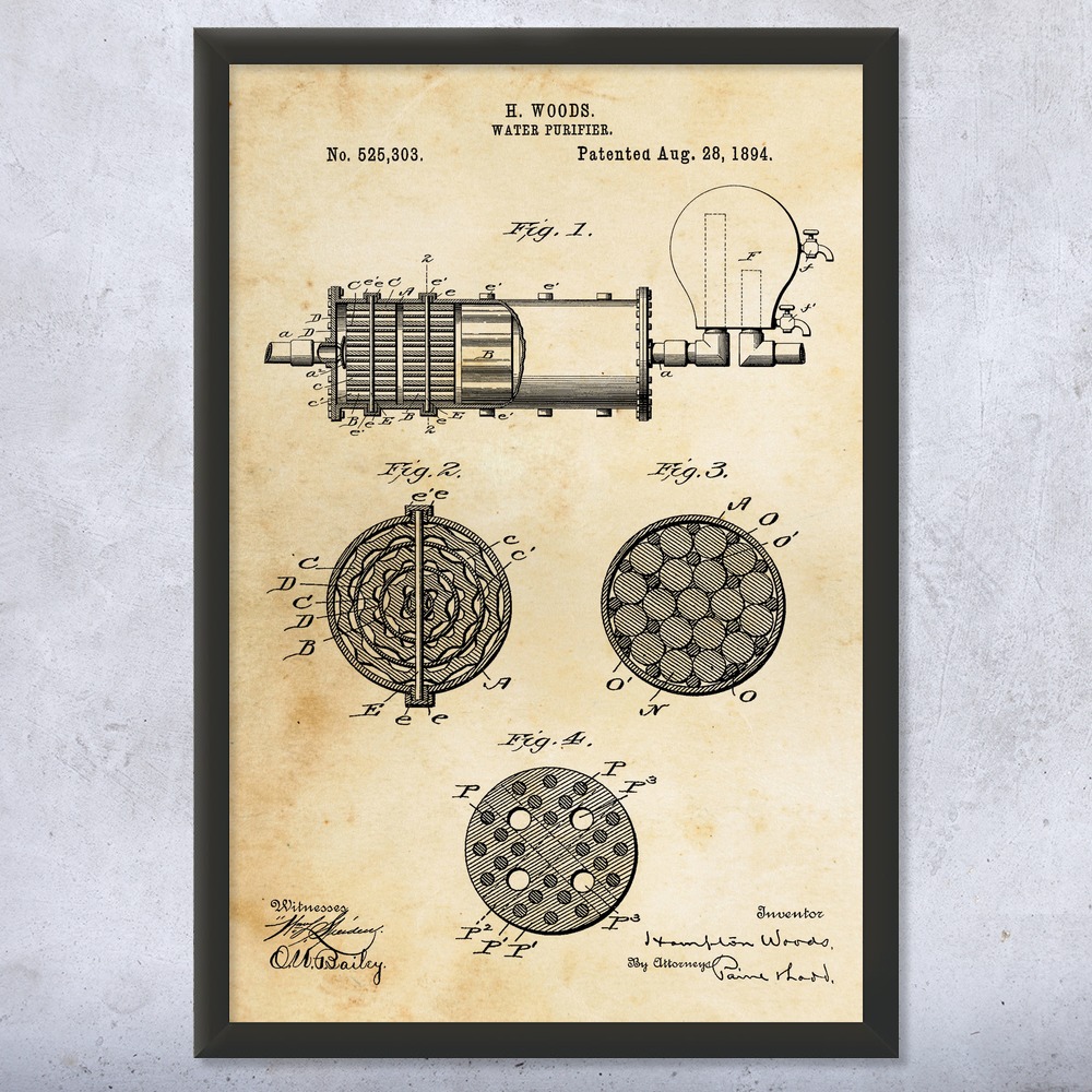Water Purifier Patent Wall Art Poster, Canvas or Framed Technician Gift - Picture 8 of 15