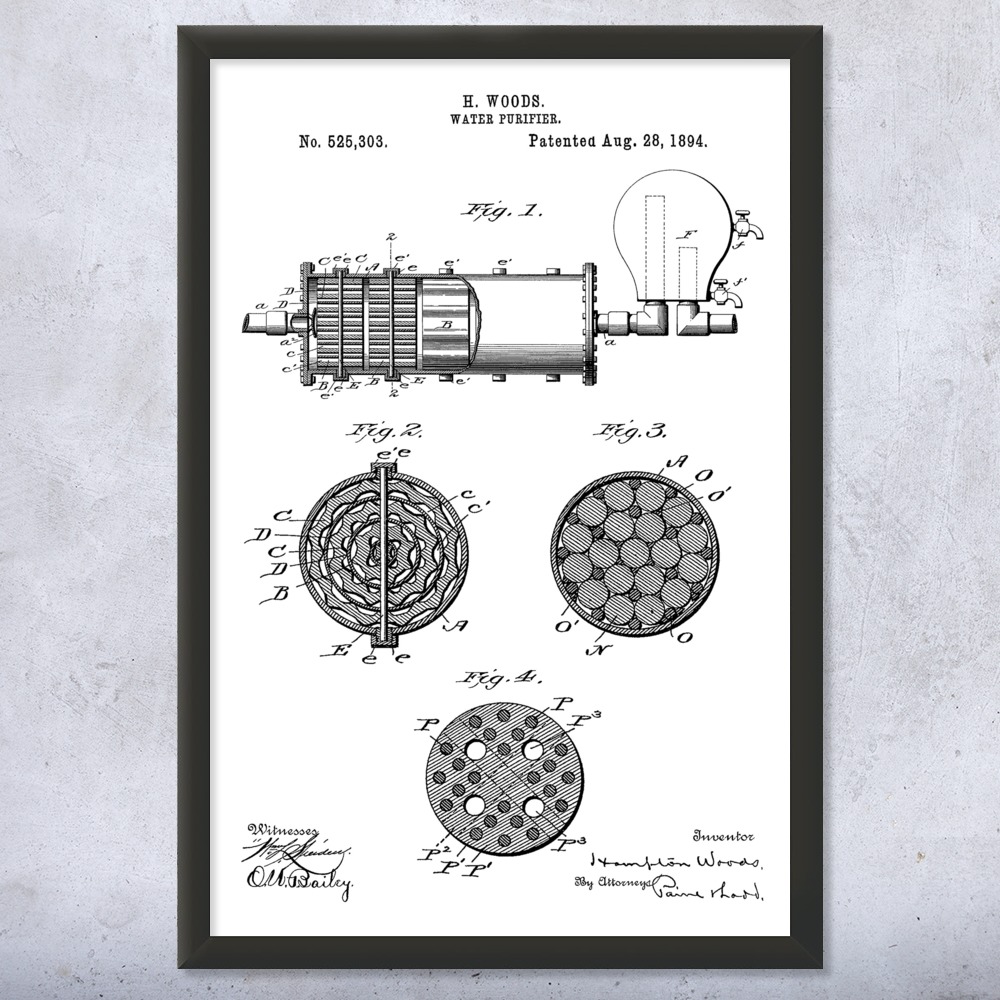 Water Purifier Patent Wall Art Poster, Canvas or Framed Technician Gift - Picture 14 of 15