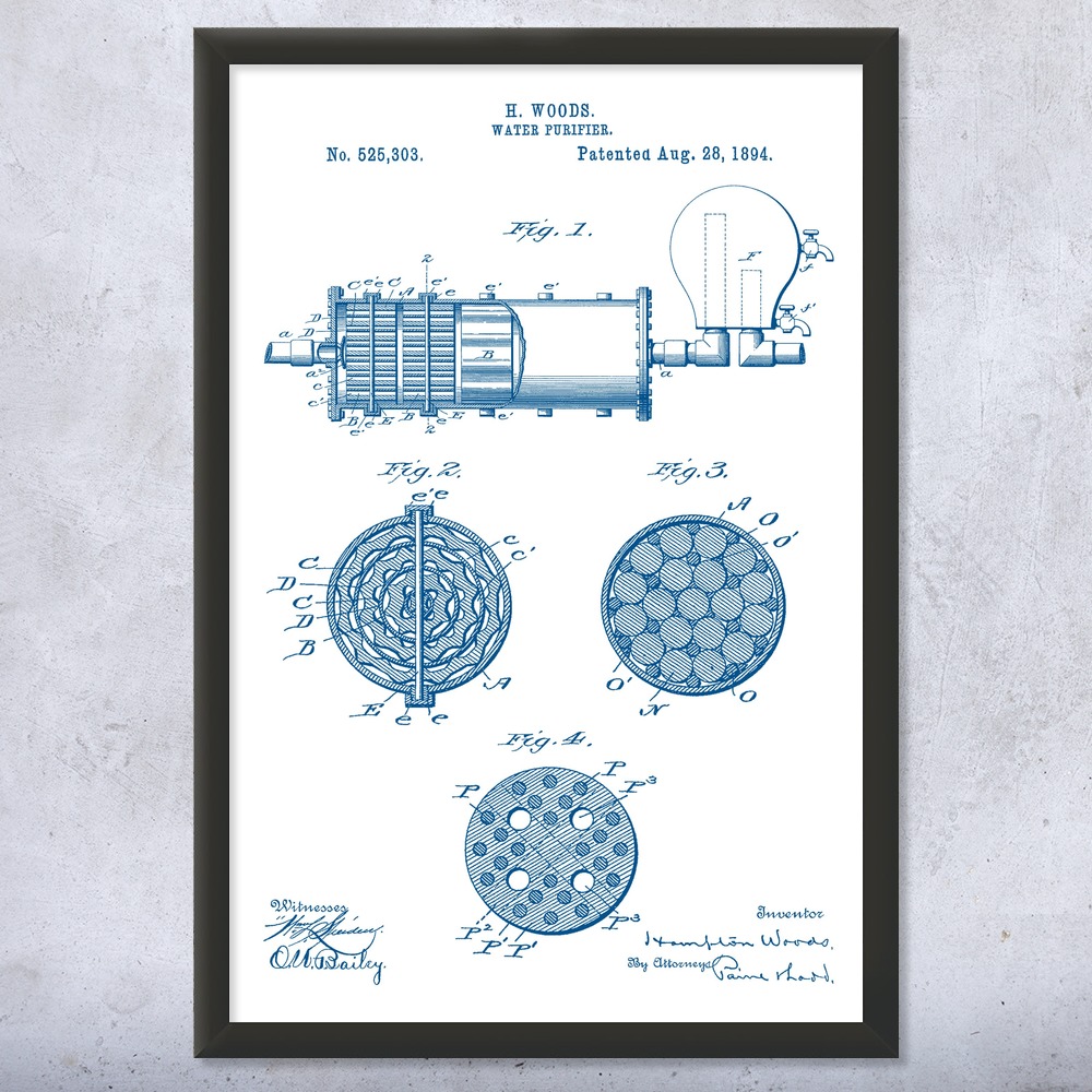 Water Purifier Patent Wall Art Poster, Canvas or Framed Technician Gift - Picture 15 of 15